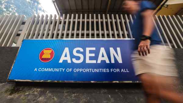 ASEAN's headquarters in Jakarta. This year's meetings of foreign ministers take place at a critical juncture as unrest in Myanmar threatens the bloc's unity and tensions in the South China Sea rise. (Photo by Ken Kobayashi)