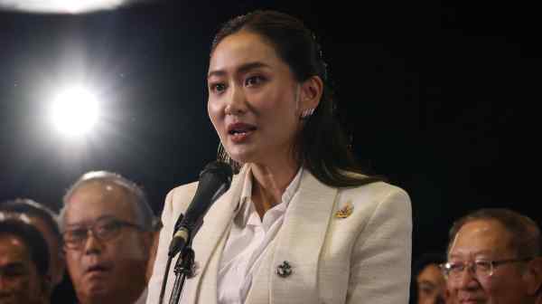 Paetongtarn Shinawatra speaks during a press conference after she was elected Thailand's new prime minister&nbsp;on Aug. 16. (Photo by Shinya Sawai)