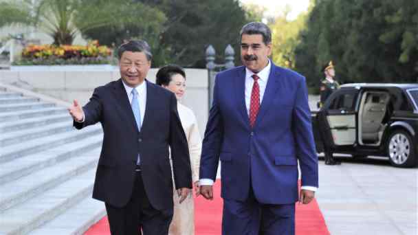 Chinese&nbsp;President Xi Jinping welcomes Venezuelan&nbsp;President Nicolas Maduro in Beijing in September 2023, when they elevated ties to an "all-weather strategic partnership.'&nbsp;(Miraflores Palace&nbsp;via Reuters)