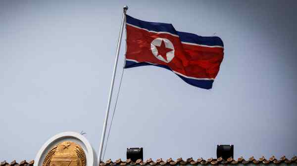 The North Korean flag flies&nbsp;at the country's&nbsp;consular office in Dandong, China.