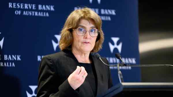 Reserve Bank of Australia&nbsp;Governor Michele Bullock speaks during a news&nbsp;conference in Sydney&nbsp;on August 6. (Photo by AAP Image)