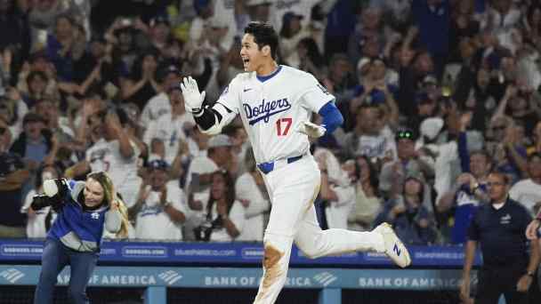 Los Angeles Dodgers player Shohei Ohtani runs the bases after hitting a grand slam during the ninth inning of a baseball game against the Tampa Bay Rays in Los Angeles on Aug. 23.&nbsp;