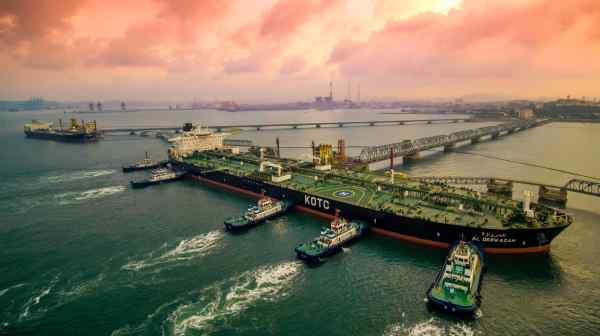 A crude oil import terminal in Qingdao, China, pictured in August 2019: the combination of easy money and cheap oil could worsen deflationary pressures.