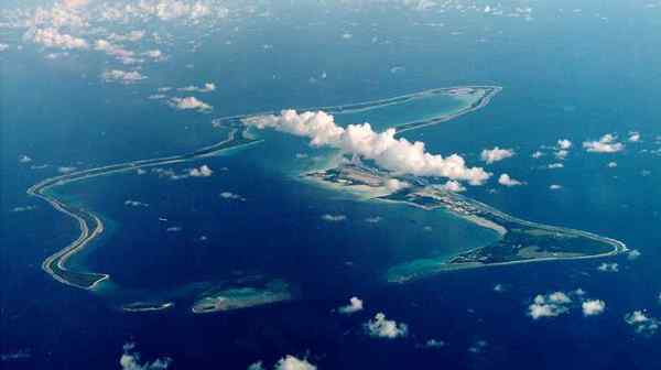 Diego Garcia, the site of a major U.S. military base in the middle of the Indian Ocean: The U.K. has begun&nbsp;negotiating the return of the archipelago to Mauritian control. (Handout photo from U.S. Navy)