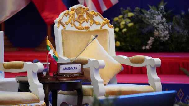 An empty chair for the Myanmar&nbsp;delegation at the 2022 ASEAN summit in Phnom Penh: It was a mistake for the bloc to bar&nbsp;the junta from meetings.