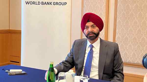 World Bank President Ajay Banga says more private sector investment is required to fund renewable energy projects. (Photo by Sayumi Take)