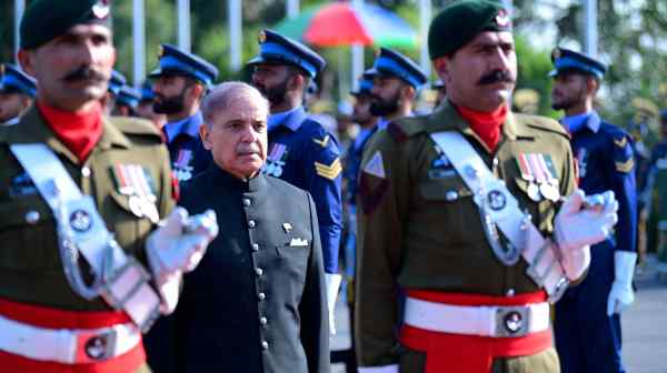 Pakistan's Prime Minister Shehbaz Sharif&nbsp;inspects the honor guard at the Prime Minister's House in Islamabad&nbsp;on March 4. Pakistan has entered the category of being a middle power.