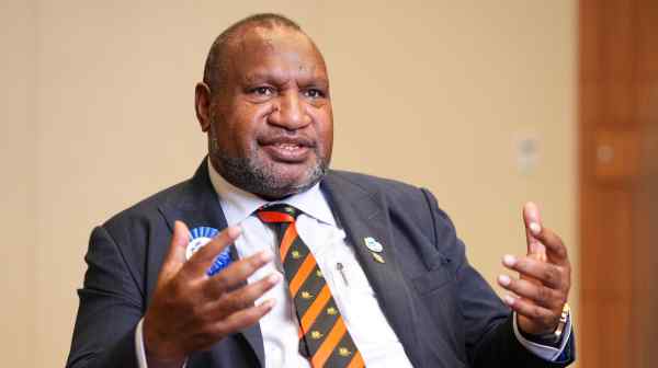 Papua New Guinea&nbsp;Prime Minister James Marape speaks during an interview in Tokyo on July 17.&nbsp;(Photo by Tokuyuki Matsubuchi)