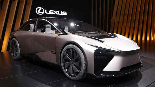 Lexus' EV flagship model, the LF-ZC, is displayed at the Japan Mobility Show in Tokyo in October&nbsp;2023. (Photo by Yuki Nakao)