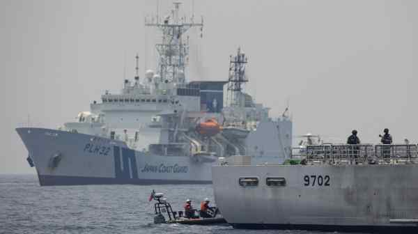 Philippine and Japanese coast guard vessels operated with U.S. forces during inaugural trilateral&nbsp;drills off the coast of Bataan in June 2023.