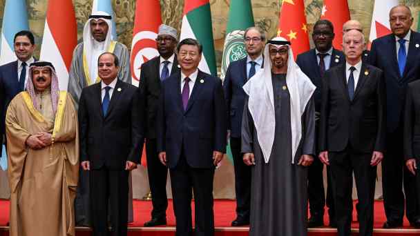 Chinese President Xi Jinping, center, poses with leaders of Arab nations before the opening of the China-Arab States Cooperation Forum in Beijing on May 30. (Pool photo by Reuters)