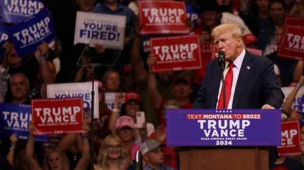 Republican presidential nominee and former U.S. President&nbsp;Donald&nbsp;Trump&nbsp;attends a campaign rally in Bozeman, Montana.