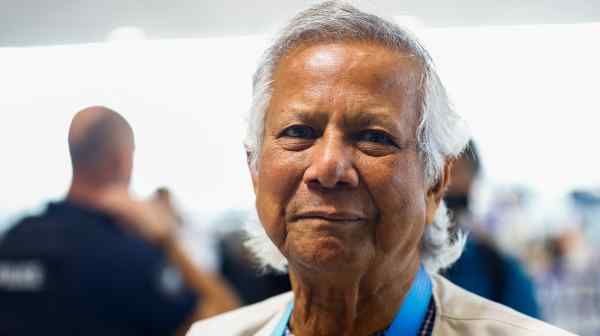 Nobel laureate&nbsp;Muhammad&nbsp;Yunus at&nbsp;Charles de Gaulle Airport near Paris on Aug. 7. The microcredit pioneer was asked to lead a caretaker government in Bangladesh.