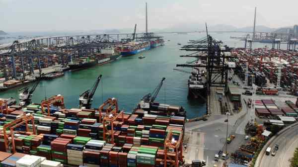 Kwai Chung&nbsp;Container&nbsp;Terminal in&nbsp;Hong&nbsp;Kong. The city's exports should remain positive, though potential trade conflicts are a risk, according to government economist.