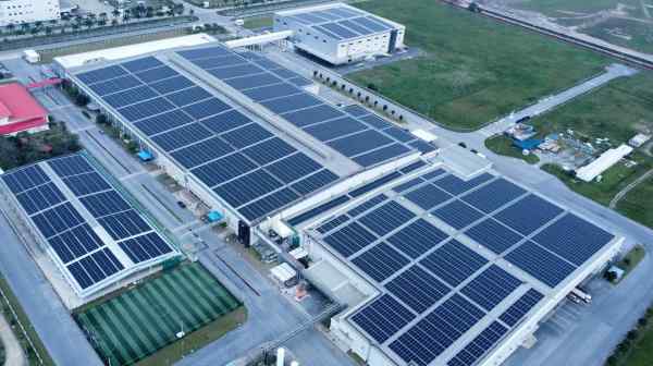 Solar panels at a nearby industrial park also run by Sumitomo Corp.&nbsp;will help power&nbsp;the smart city. (Sumitomo Corp.)