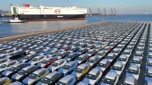 The ''BYD Explorer No. 1'' car carrier sets sail from a Chinese port&nbsp;on Jan. 10.