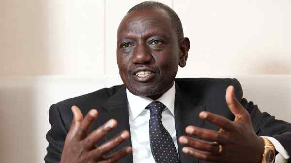 Kenyan President William Ruto spoke with Nikkei on Feb. 9 during a visit to Japan. (Photo by Koji Uema)