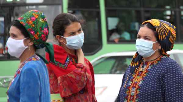 Women in Ashgabat, Turkmenistan, on July 13:&nbsp;The country&nbsp;continues to insist it is coronavirus-free.